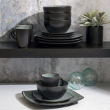 Gibson Soho Lounge Square Reactive Glaze Stoneware Dinnerware Set, Service for 4 (16pc)