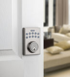 Kwikset 92640-001 Contemporary Electronic Keypad Single Cylinder Deadbolt with 1-Touch Motorized Locking, Satin Nickel