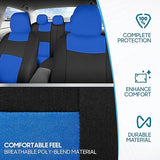 BDK PolyPro Car Seat Covers Full Set in Blue on Black – Front and Rear Split Bench Car Seat Cover, Easy to Install, Interior Covers for Auto Truck Van SUV