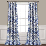 Lush Decor Navy White Sydney Curtains | Floral Garden Room Darkening Window Panel Set for Living, Dining, Bedroom (Pair), 95” Long x 52” Wide, L