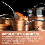 Gotham Steel Hammered Copper Collection – 20 Piece Premium Pots and Pans Set Nonstick Ceramic Cookware + Bakeware Set for Kitchen, Induction/Dishwasher/Oven Safe, Healthy and Non Toxic