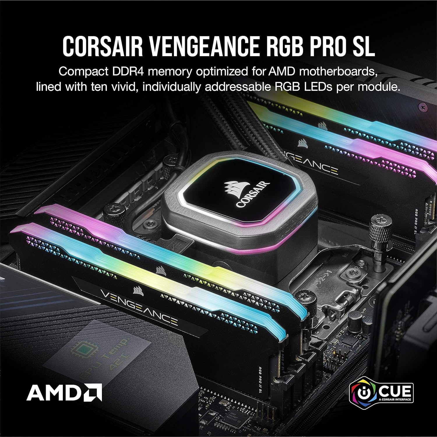 Corsair Vengeance RGB Pro SL 32GB 2x16GB DDR4 3600 C18 1.35V Optimized for AMD Ryzen Black Secondary image