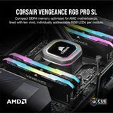 Corsair Vengeance RGB Pro SL 32GB 2x16GB DDR4 3600 C18 1.35V Optimized for AMD Ryzen Black