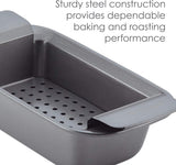 Rachael Ray Bakeware Meatloaf/Nonstick Baking Loaf Pan with Insert, 9 Inch x 5 Inch, Gray & Yum-o! Bakeware Oven Lovin' Nonstick Loaf Pan, 9-Inch by 5-Inch Steel Pan, Gray