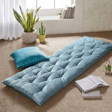 Intelligent Design Edelia Foldable Poly Chenille Light Weight Lounge Floor Pillow Cushion Tufted Seat for Meditation, Game Playing, Yoga, Reading with Travel Wrap, 27" W x 74" L, Aqua