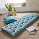 Intelligent Design Edelia Foldable Poly Chenille Light Weight Lounge Floor Pillow Cushion Tufted Seat for Meditation, Game Playing, Yoga, Reading with Travel Wrap, 27" W x 74" L, Aqua