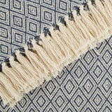 DII Global, Fields of Diamond Woven Throw, 50x60, French Blue