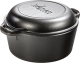 Lodge L8DD3 Cast Iron Double Dutch Oven, 5-Quart, Black