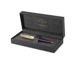 Parker 51 Ballpoint Pen | Deluxe Plum Barrel with Gold Trim | Medium 18k Gold Point (No Ink Refill)