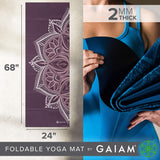 Gaiam Foldable Yoga Mat L68XW24X2MM Thick Cranberry Point