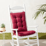 Sweet Home Collection Rocking Chair Cushion Premium Tufted Pads Non Skid Slip Backed Upper and Lower with Ties, 2 Piece Set, Burgundy Red