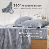 Comfort Spaces Cotton Sheet Set Breathable Cal King Diamond Blue 4 Piece
