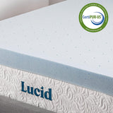 LUCID 4 Inch Gel Memory Foam Mattress Topper - Ventilated Design - Ultra Plush - Twin