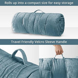 Intelligent Design Edelia Foldable Poly Chenille Light Weight Lounge Floor Pillow Cushion Tufted Seat for Meditation, Game Playing, Yoga, Reading with Travel Wrap, 27" W x 74" L, Aqua