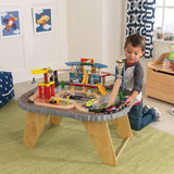 KidKraft Transportation Station Wooden Train Set And Table