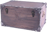 Distressed Wooden Vintage Industrial Style Decorative Trunk with Lockable Latch