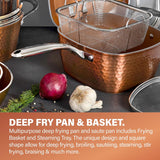 Gotham Steel Hammered Copper Collection – 20 Piece Premium Pots and Pans Set Nonstick Ceramic Cookware + Bakeware Set for Kitchen, Induction/Dishwasher/Oven Safe, Healthy and Non Toxic