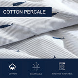Nautica King Sheet Set Cotton Percale Bedding Set Whale Stripe Blue King