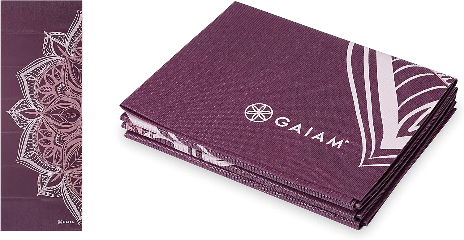 Gaiam Foldable Yoga Mat L68XW24X2MM Thick Cranberry Point Main image