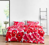 Marimekko - King Comforter Set, Cotton Bedding with Matching Shams, Lightweight Home Decor for All Seasons (Unikko Red, King)
