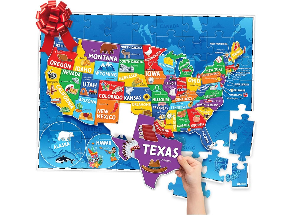 United States Puzzle for Kids - 70 Piece - USA Map Puzzle 50 States with Capitals - Childrens Jigsaw Geography Puzzles for Kids Ages 4-8, 5, 6, 7, 8-10 Year...