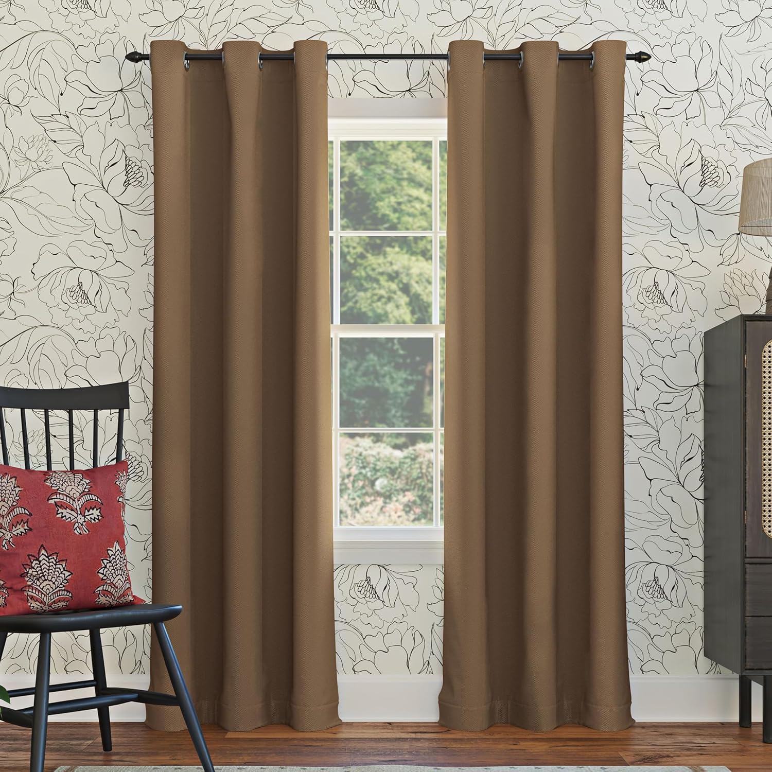 Sun Zero Easton Energy Saving Blackout Grommet Curtain Panel, 40" x 95", Barley Main image