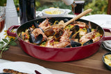 STAUB 12612406 Cast Iron Round Saute Pan With Chistera Lid 24cm Cherry