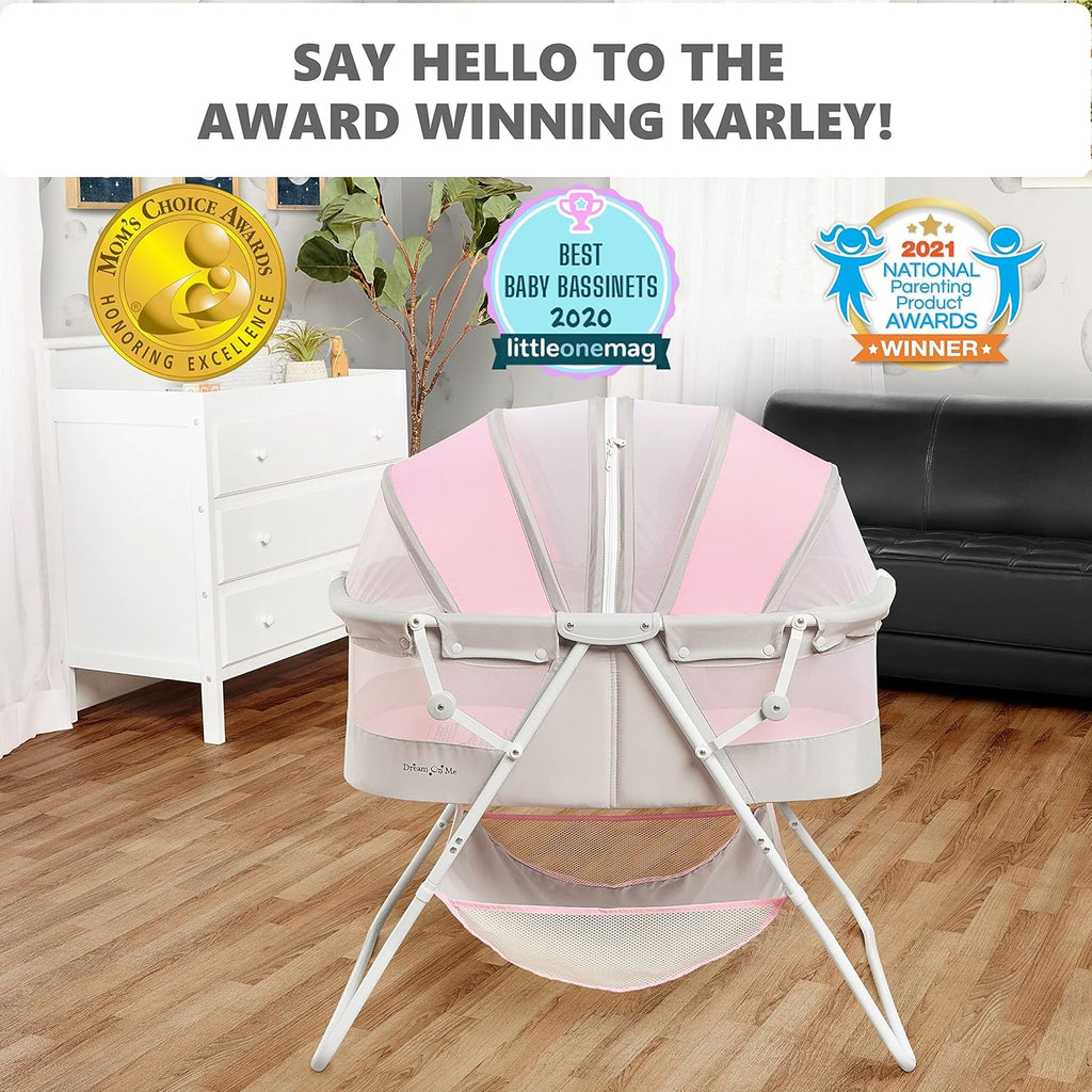 Dream On Me Karley Baby Bassinet GreyPink