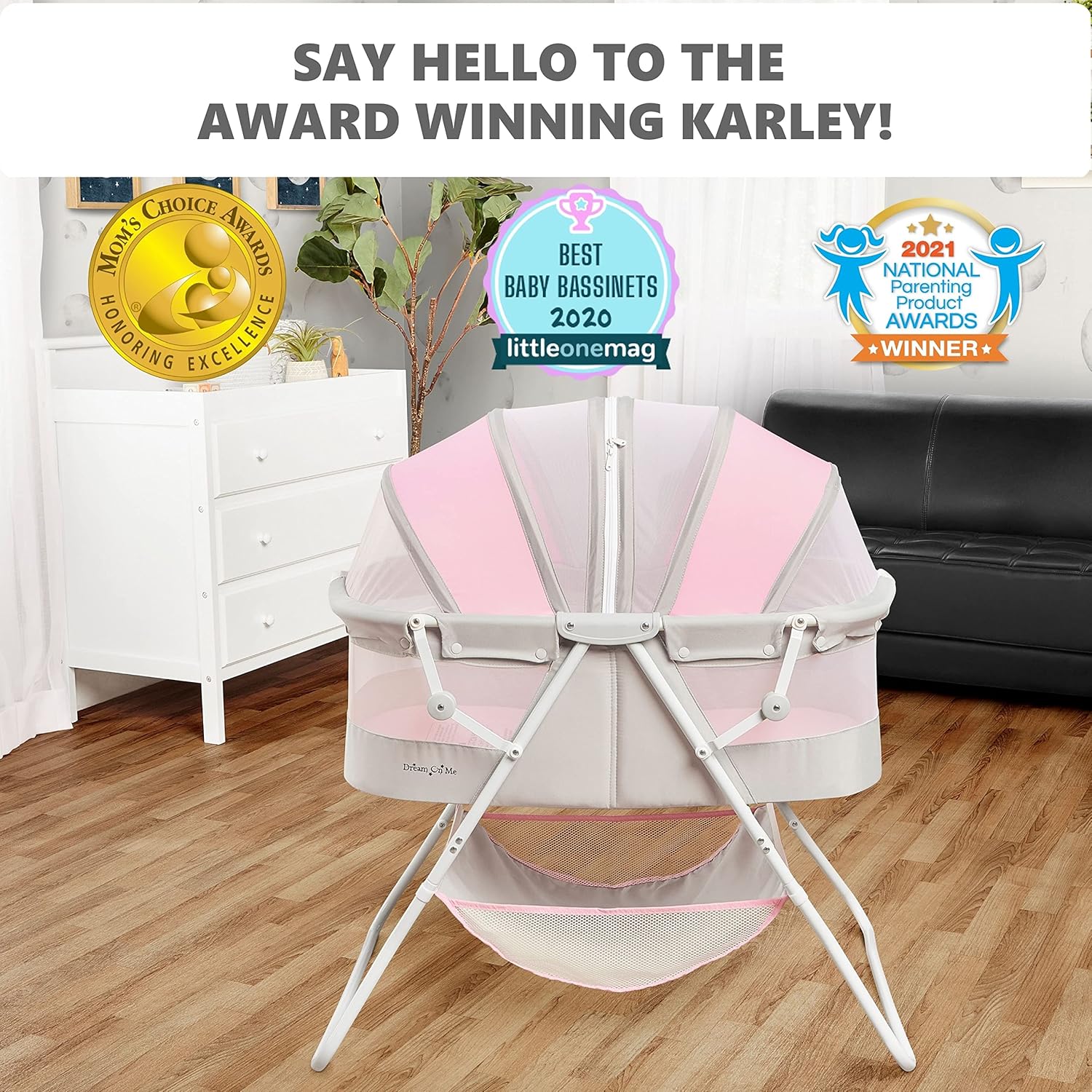 Dream On Me Karley Baby Bassinet GreyPink
