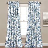 Lush Decor Dolores Light Filtering Window Panels Pair 52in W X 84in L Blue Toile Curtains Floral Bird Print