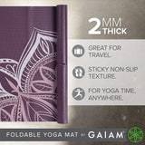 Gaiam Foldable Yoga Mat L68XW24X2MM Thick Cranberry Point