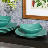 Gibson Home Zen Buffet Matte Porcelain 8 Piece Plates and Bowls Dinnerware Set - Green, Service for 4 (8pcs) (136827.08R)