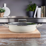 Smeg CKFD2811CRM Non-Stick Deep Pan with Lid, 28cm, Cream