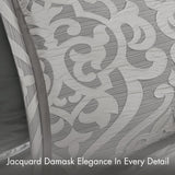 Madison Park Odette Cozy Comforter Set Jacquard Damask Medallion Design, King, Silver 8 Piece