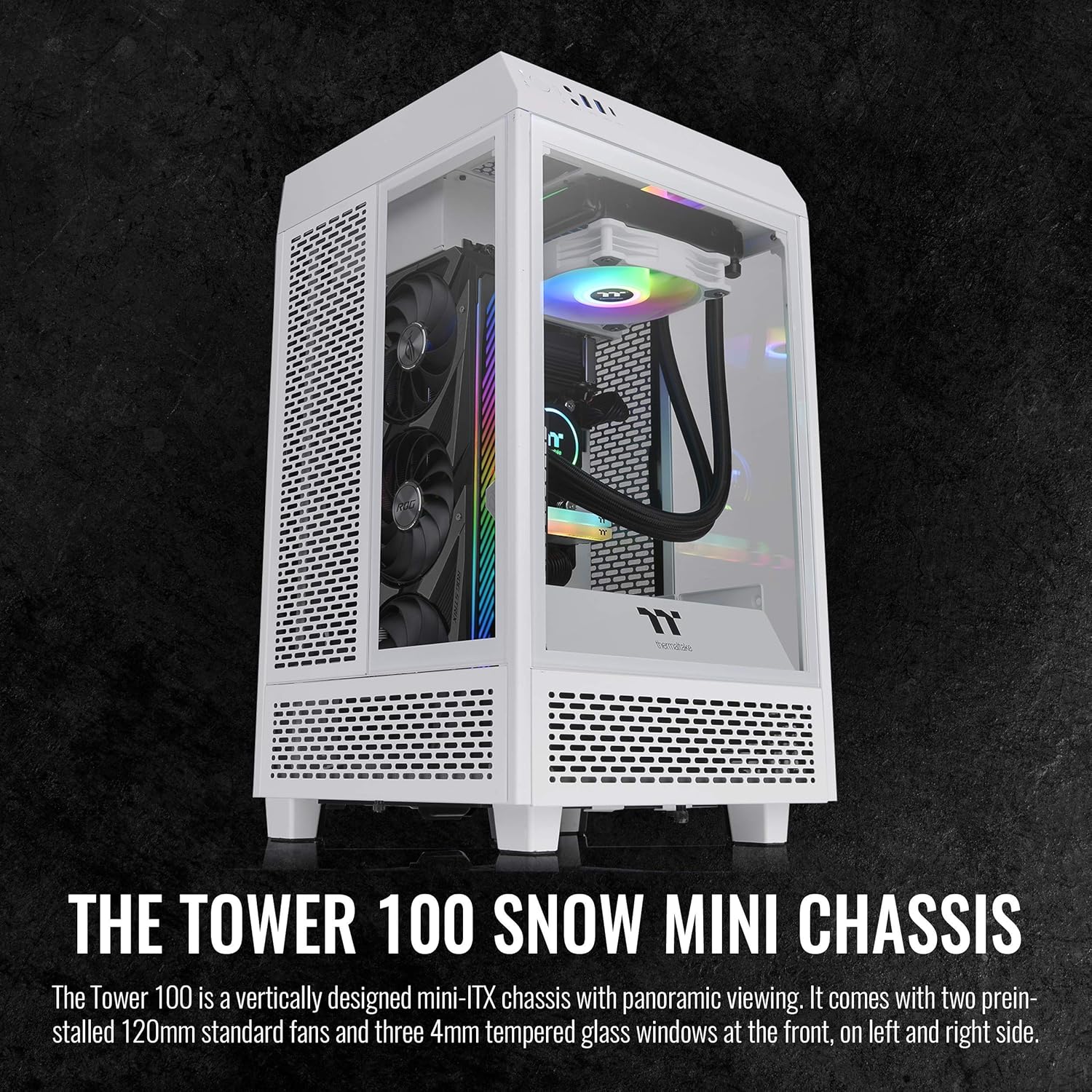 Thermaltake Tower 100 Snow Edition Tempered Glass Mini Tower Computer Chassis For Mini ITX Secondary image