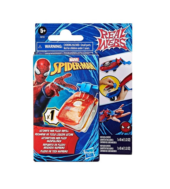 Marvel Spider-Man Real Webs Ultimate Web Fluid Refill for the Ultimate Web Blaster Role Play Web Shooter, Super Hero Toys for Kids, Ages 5+