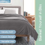 Vellux Fleece Blanket Twin Size - Fleece Bed Blanket - All Season Warmth Lightweight Super Soft Throw Blanket - Plush Blanket for Bed or Couch (66 x 90 Inches, Grey)