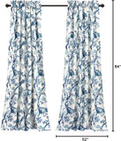 Lush Decor Dolores Light Filtering Window Panels Pair 52in W X 84in L Blue Toile Curtains Floral Bird Print