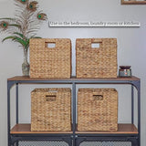 Trademark Innovations Foldable Hyacinth Storage Baskets with Iron Wire Frame (Set of 4)