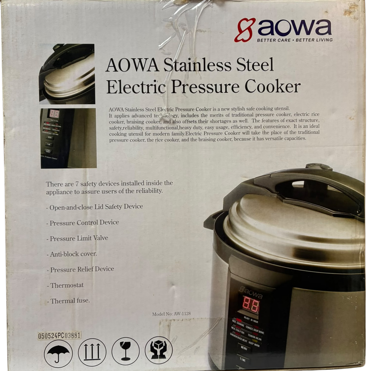 Aowa AW1128 5Liter Stainless Steel Electric Pressure Cooker