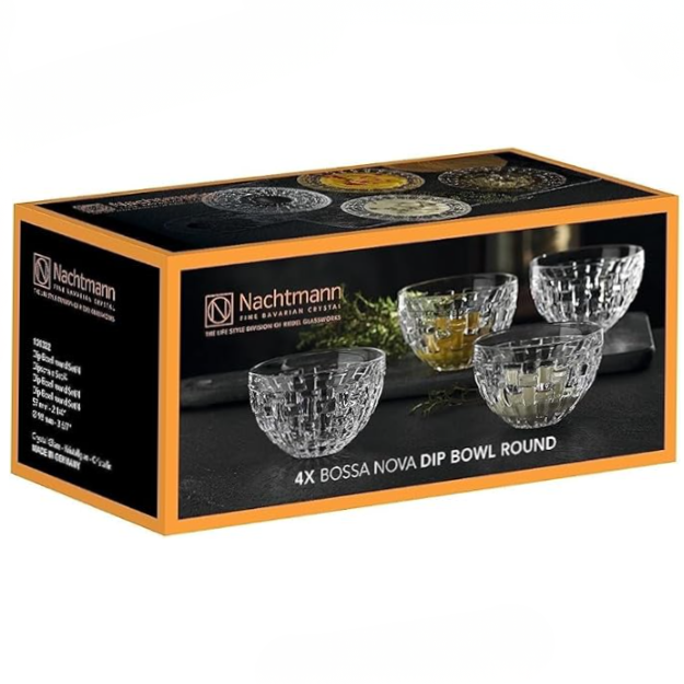 Nachtmann 183NMR101322 Bossa Nova Lead Free Crystal Round Dip Bowl Set 4 Pieces