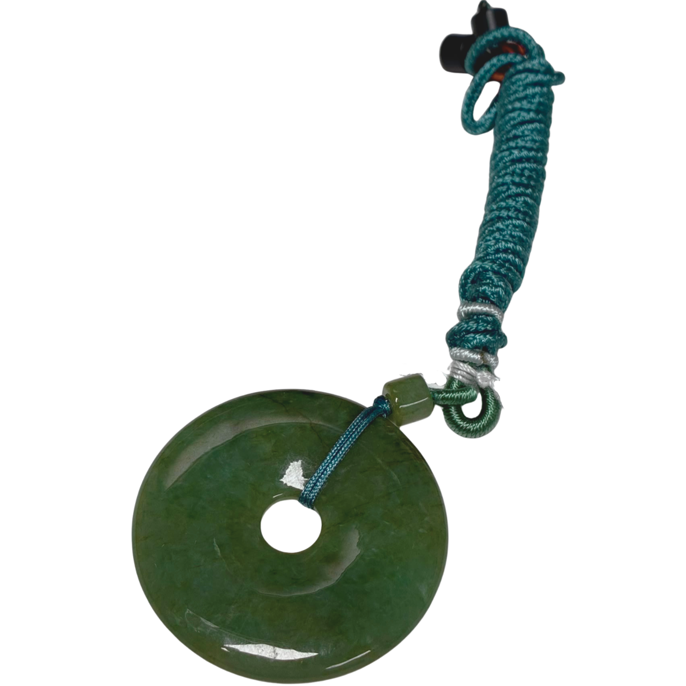 Fei Cui Green A Jade Donut Pendant Necklace