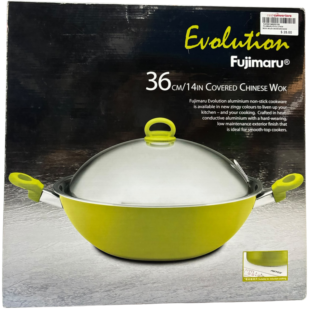 Meyer Fujimaru Evolution 36cm Covered Chinese Wok Lime Green