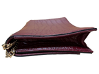 Nine West Croc Embossed PVC Flap Crossbody Bag Burgundy
