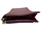 Nine West Croc Embossed PVC Flap Crossbody Bag Burgundy