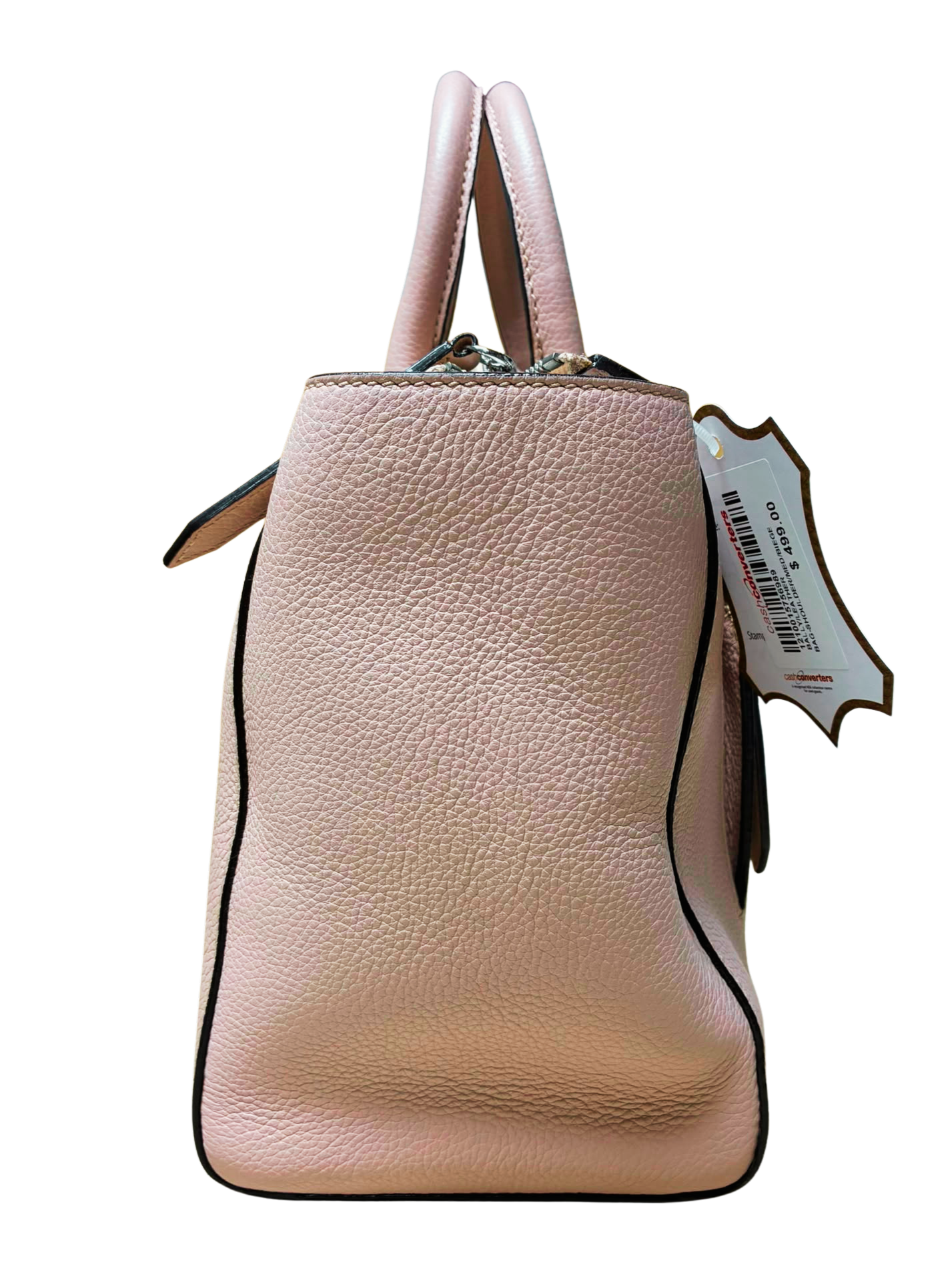 Bally Sommet ZIP Logo Engraved Leather 2way Handbag Shoulder Bag Pink Beige