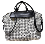 Printed Nylon Large Divided Satchel Tote