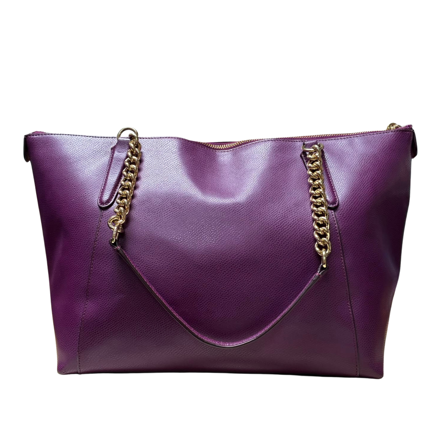 Coach Ava Chain Tote Dark Berry Or Plum Pebble Leather Secondary image