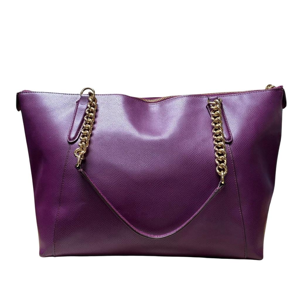 Coach Ava Chain Tote Dark Berry Or Plum Pebble Leather