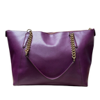Coach Ava Chain Tote Dark Berry Or Plum Pebble Leather